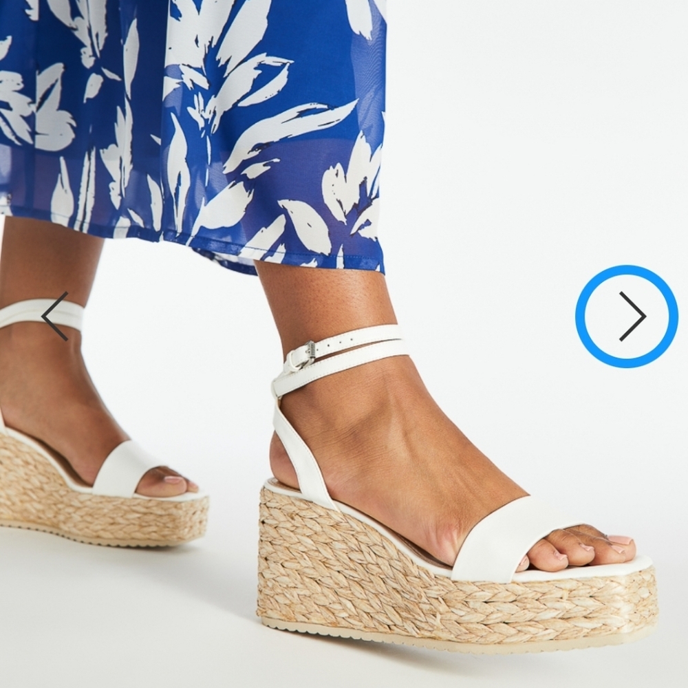 GAIA ESPADRILLE WEDGE SANDAL, White Color, Size 8